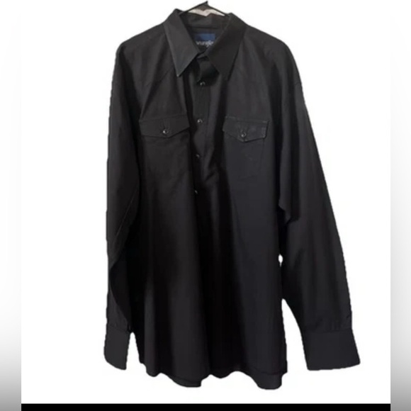 Wrangler Men's Western Style Shirt Tall 2XT Long Sleeved Snap Closure Dark Brown - Picture 4 of 7